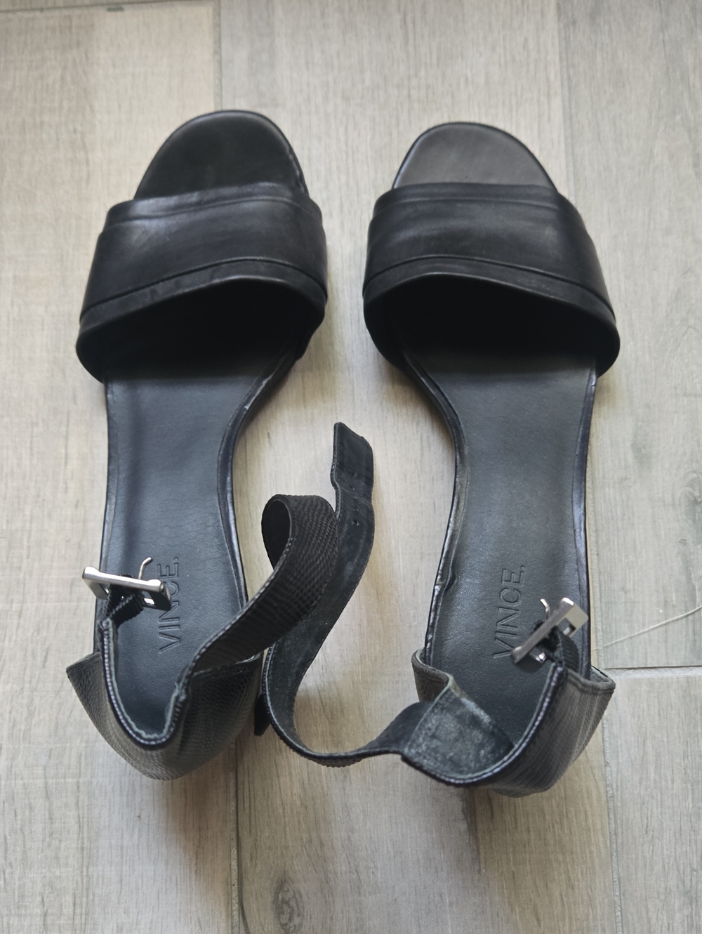 VINCE - Black Open-Toe Ankle-Strap Women's Sandals